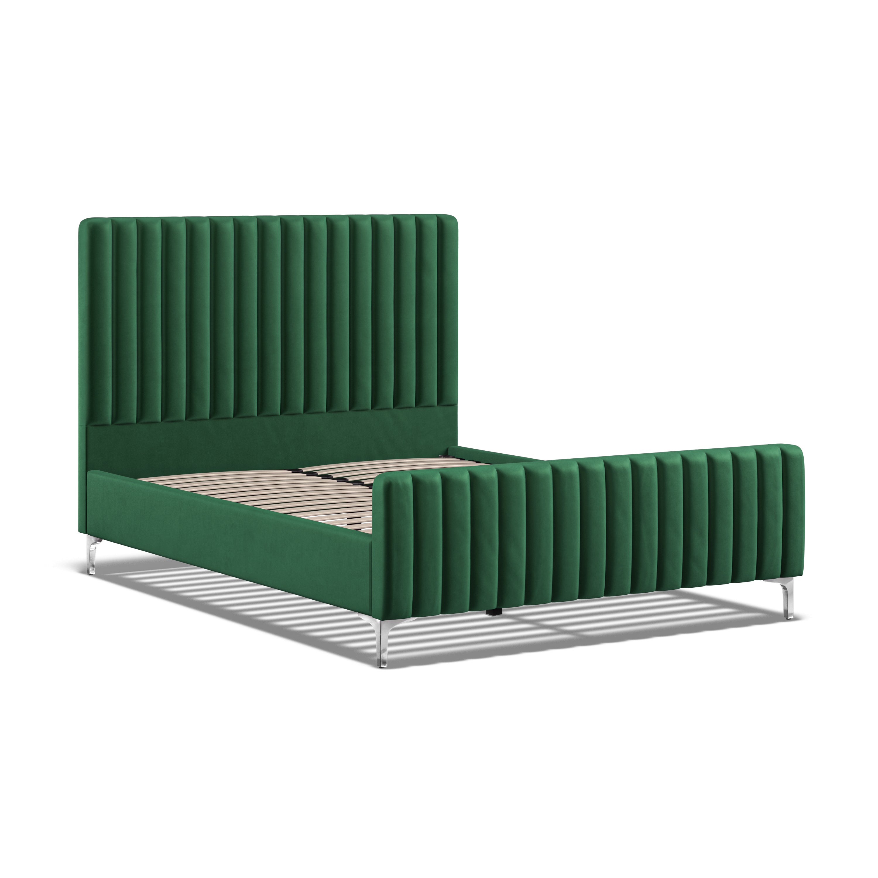 Emilia 5ft (150cm) King Size Fabric Bedframe - Green Velvet