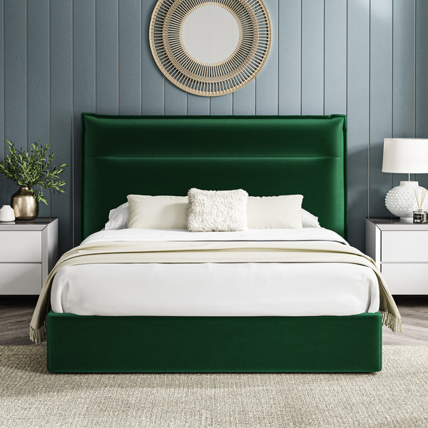 Lucia 4ft6 (135cm) Double Fabric Bedframe Ottoman - Green Velvet