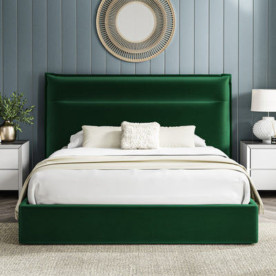 Lucia 5ft (150cm) King Size Fabric Bedframe Ottoman - Green Velvet