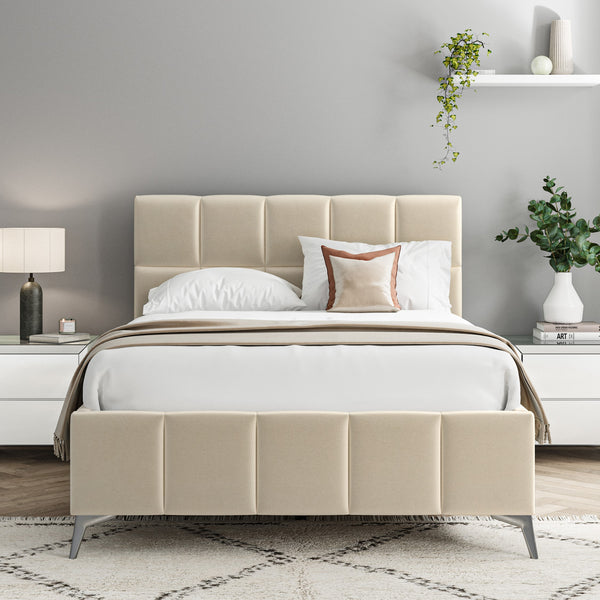 Double bed frame beige discount