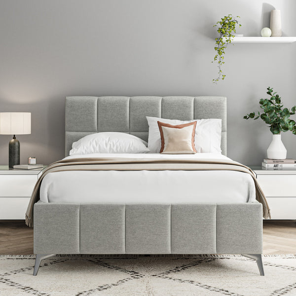 Alessia 4ft6 (135cm) Double Fabric Bedframe - Grey Linen