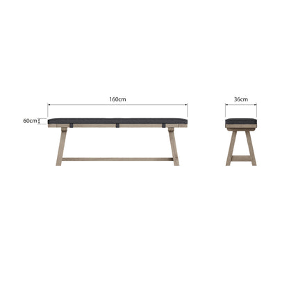 Suffolk Grey Oak Bench Cushion ONLY - 160cm