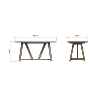 Suffolk Grey Oak Dining Table - 160cm