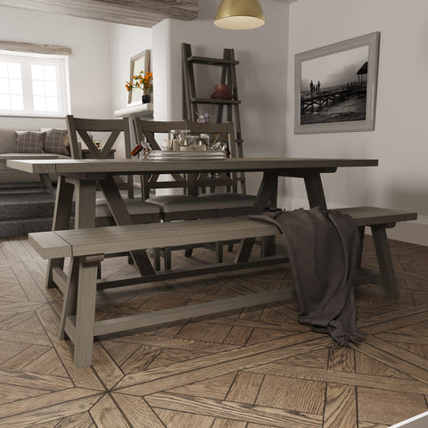 Suffolk Grey Oak Dining Bench - 200cm