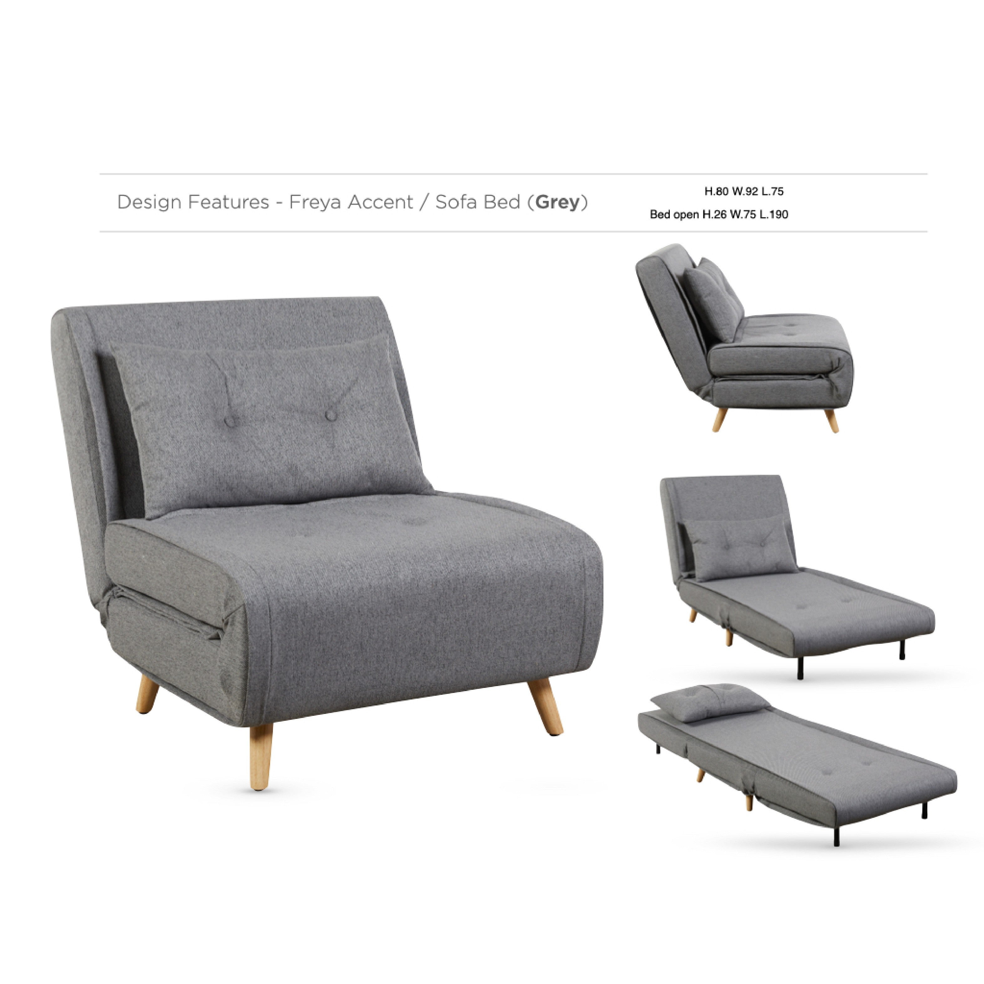 Freya Accent Chair / Sofa Bed - Grey