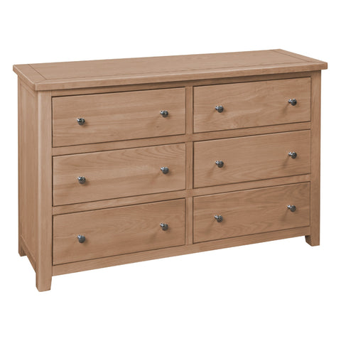 Henley Oak Painted Chest of Drawers - 6 Drawer Wide