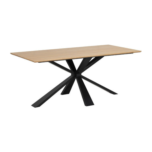 Hereford Oak Dining Table With Metal Base - 180cm Fixed Top