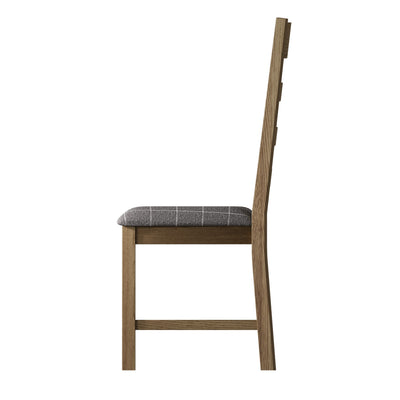 Norfolk Oak Dining Chair - Ladder Back Grey Check Seat