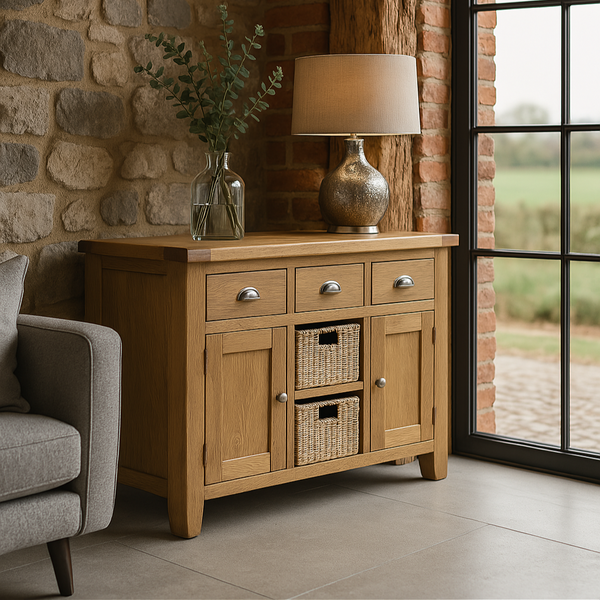 Norfolk Oak Sideboard - Large With Baskets