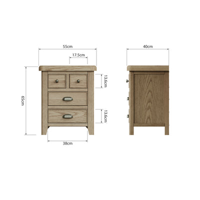 Norfolk Oak Bedside Cabinet - Extra Large