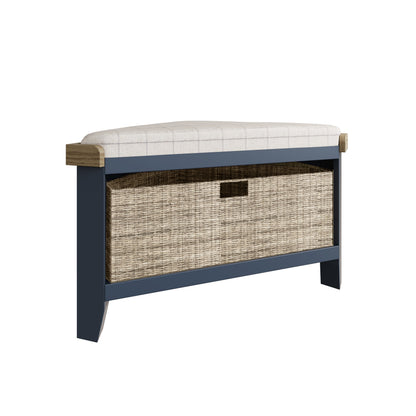 Norfolk Oak & Blue Painted Hall Bench Seat - Corner