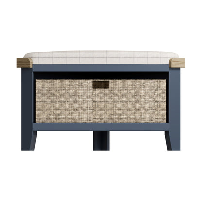 Norfolk Oak & Blue Painted Hall Bench Seat - Corner