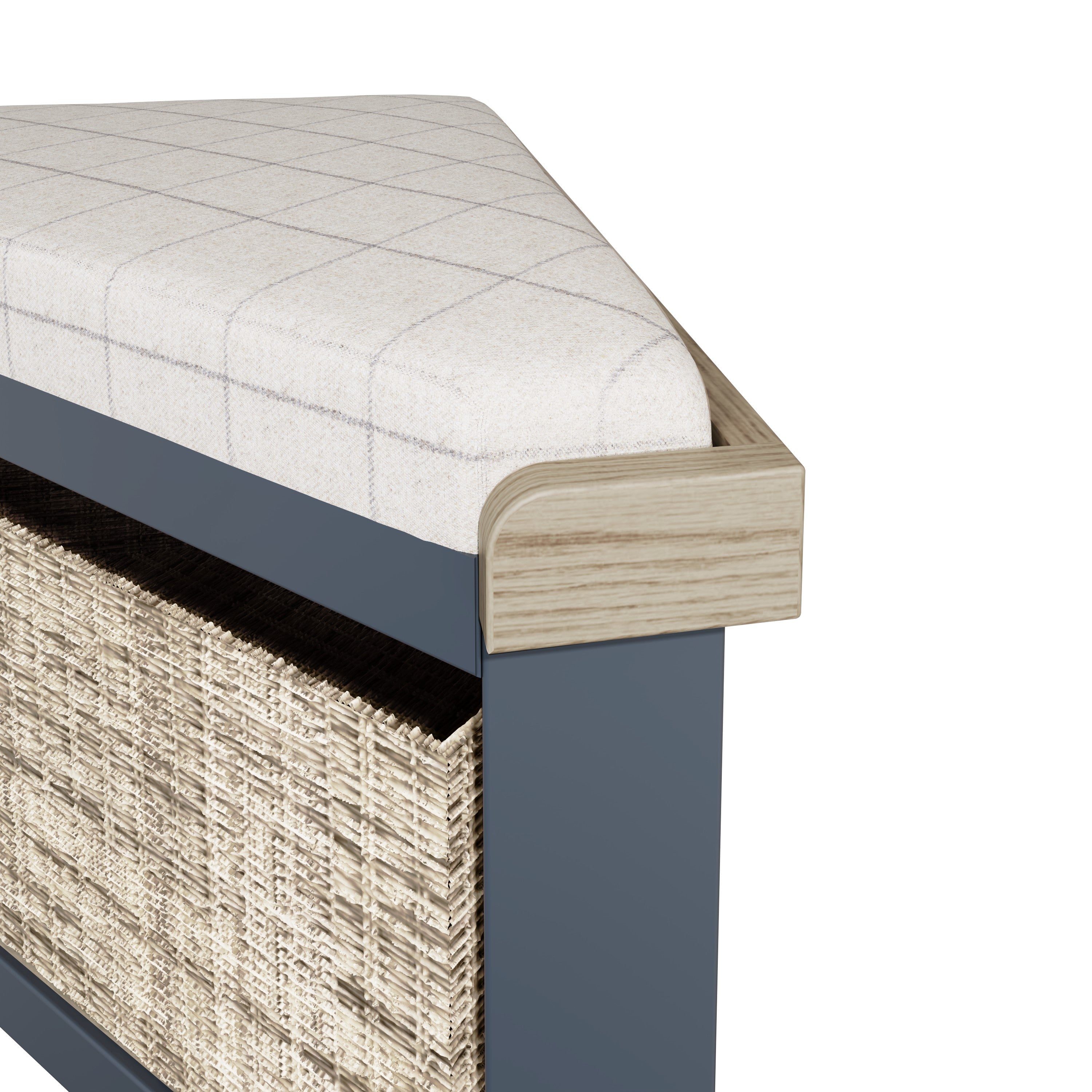 Norfolk Oak & Blue Painted Hall Bench Seat - Corner