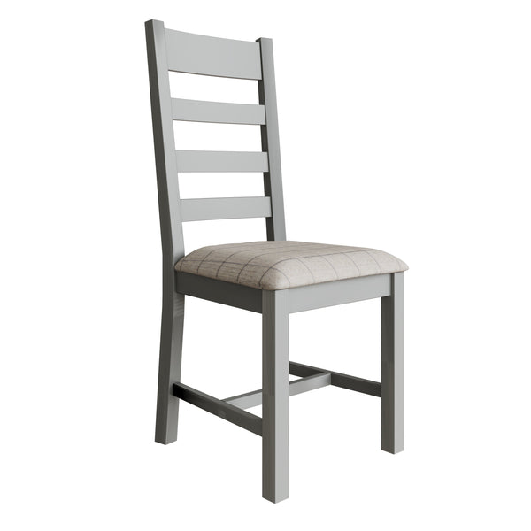 Norfolk Oak & Grey Painted Dining Chair - Slatted Back with Fabric Seat