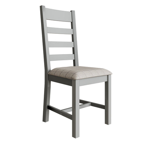 Norfolk Oak & Grey Painted Dining Chair - Slatted Back with Fabric Seat