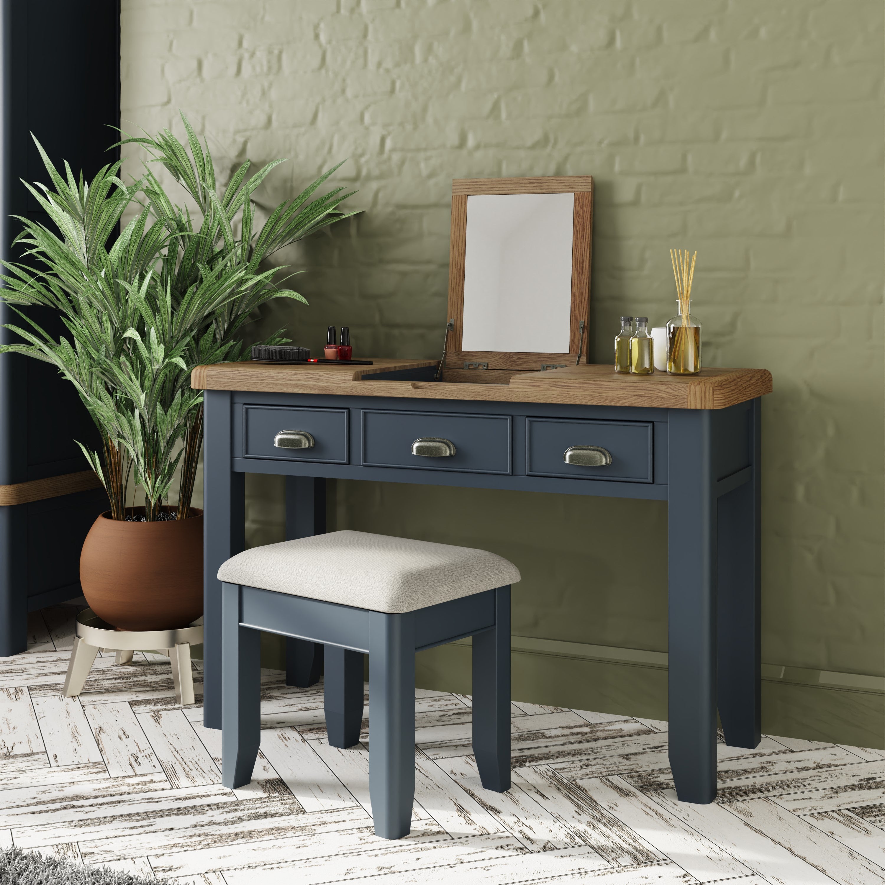 Norfolk Oak & Blue Painted Dressing Table - Showroom Clearance