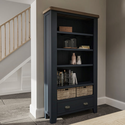 Norfolk Oak & Blue Painted Bookcase - Large