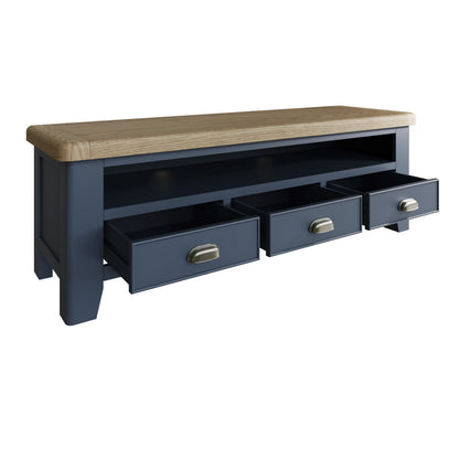 Norfolk Oak & Blue Painted TV Unit - Large