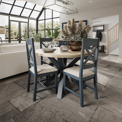 Norfolk Oak & Blue Painted Dining Table - 1.5m Round