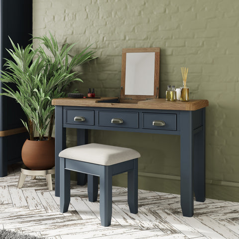 Norfolk Oak & Blue Painted Dressing Table Stool