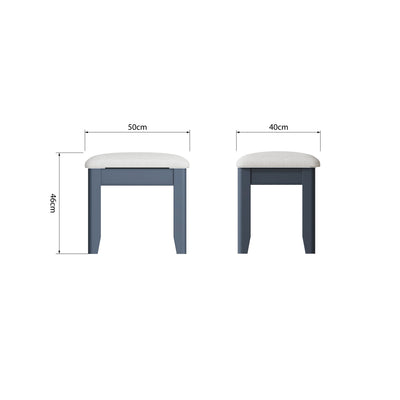 Norfolk Oak & Blue Painted Storage Dressing Table Stool