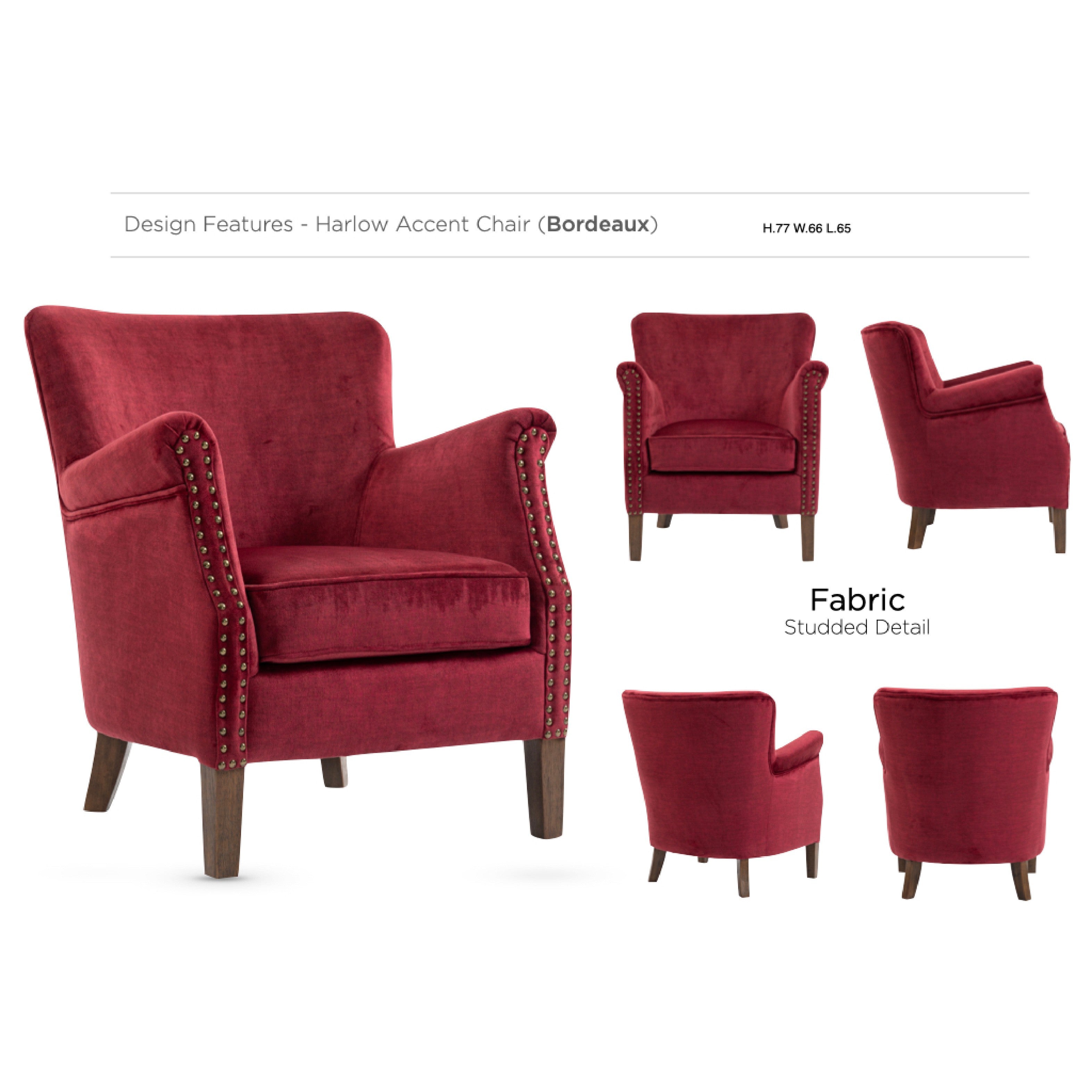 Harlow Accent Arm Chair - Bordeaux