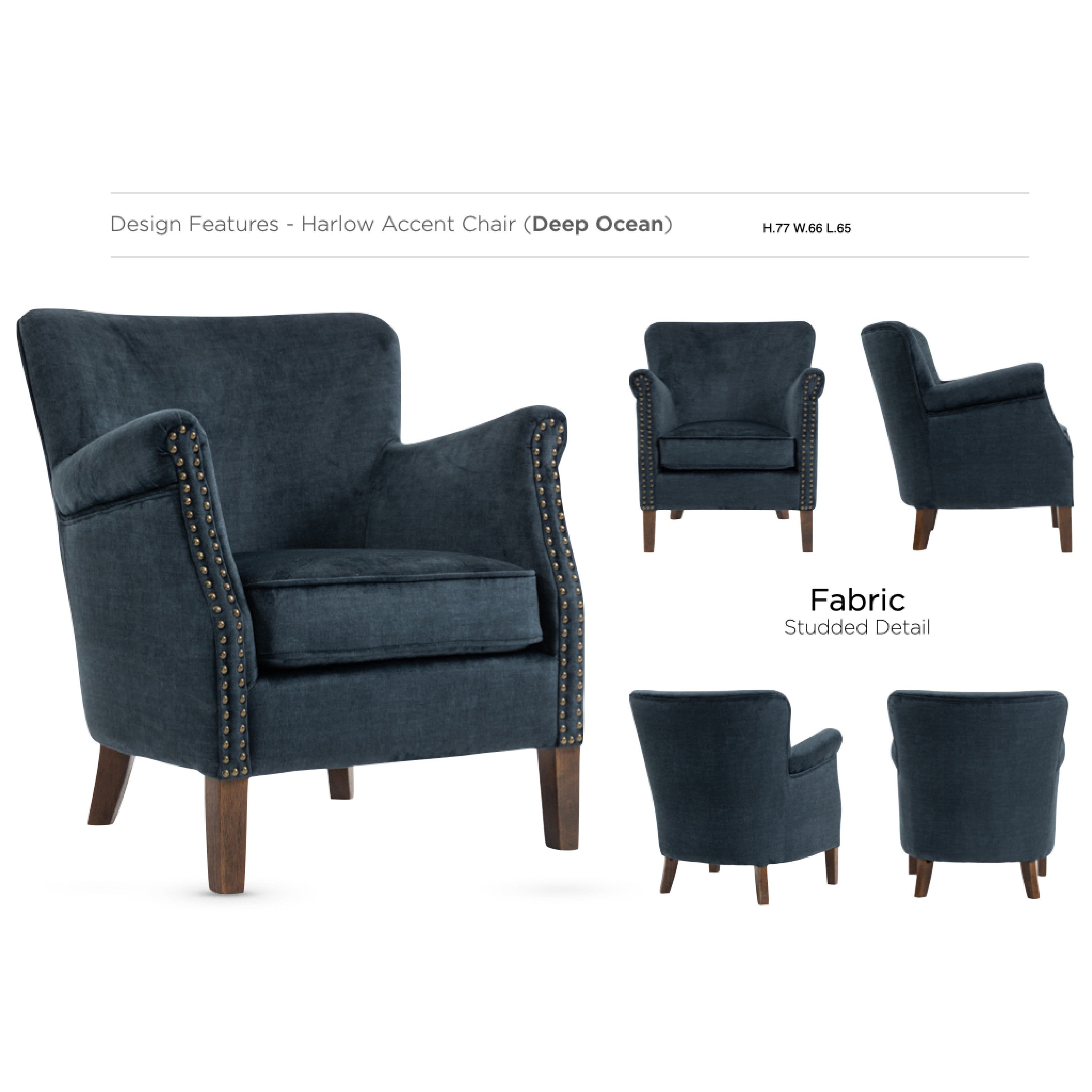 Harlow Accent Arm Chair - Deep Ocean