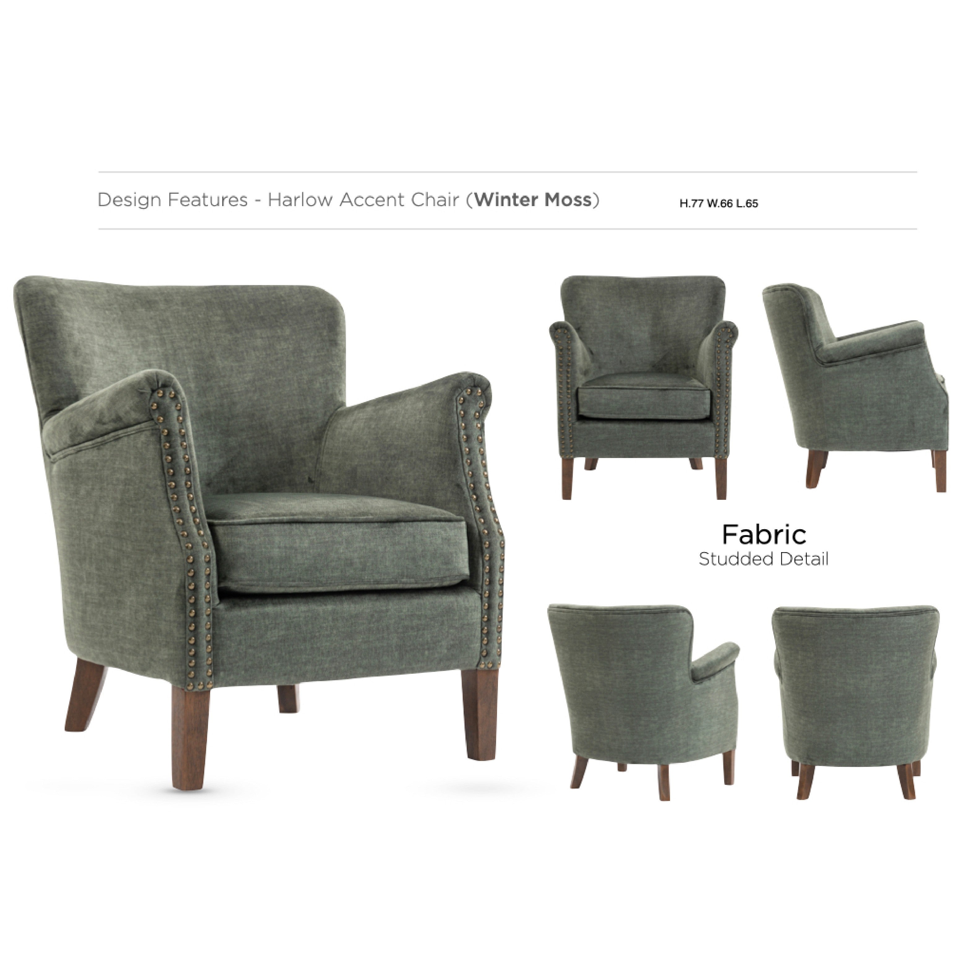 Harlow Accent Arm Chair - Winter Moss
