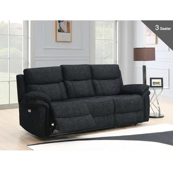 Harrow Sofa - 3 Seater Electric Recliner - Black