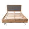 Industrial Oak 6ft (180cm) Bed - Fabric Headboard