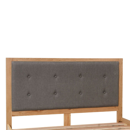 Industrial Oak 6ft (180cm) Bed - Fabric Headboard