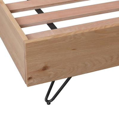 Industrial Oak 6ft (180cm) Bed - Fabric Headboard