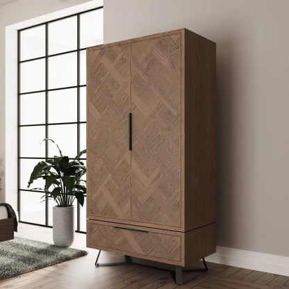 Havana Industrial Oak Wardrobe - 2 Door