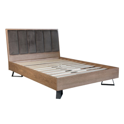 Havana Industrial Oak 5ft (150cm) Bed - Fabric Headboard