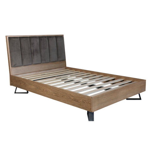 Havana Industrial Oak 5ft (150cm) Bed - Fabric Headboard