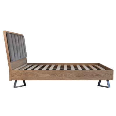 Havana Industrial Oak 5ft (150cm) Bed - Fabric Headboard