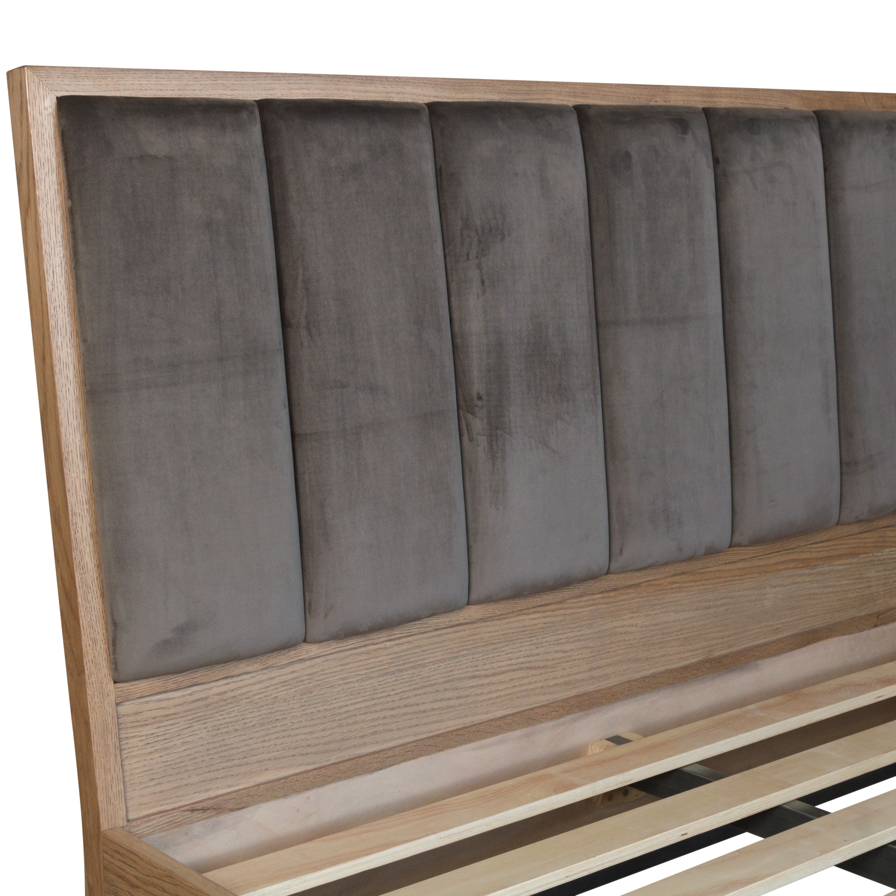 Havana Industrial Oak 5ft (150cm) Bed - Fabric Headboard