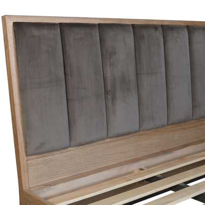 Havana Industrial Oak 5ft (150cm) Bed - Fabric Headboard