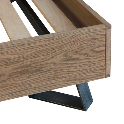 Havana Industrial Oak 5ft (150cm) Bed - Fabric Headboard