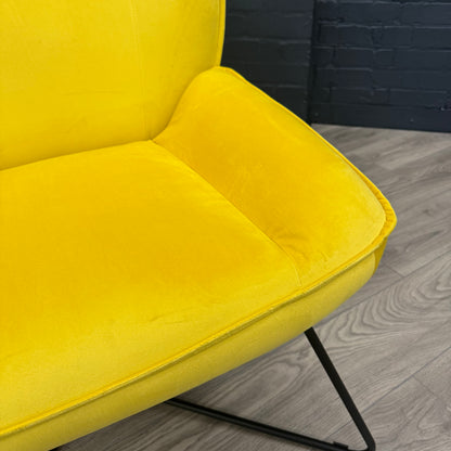 Teagan Accent Chair & Stool Set - Ochre Yellow