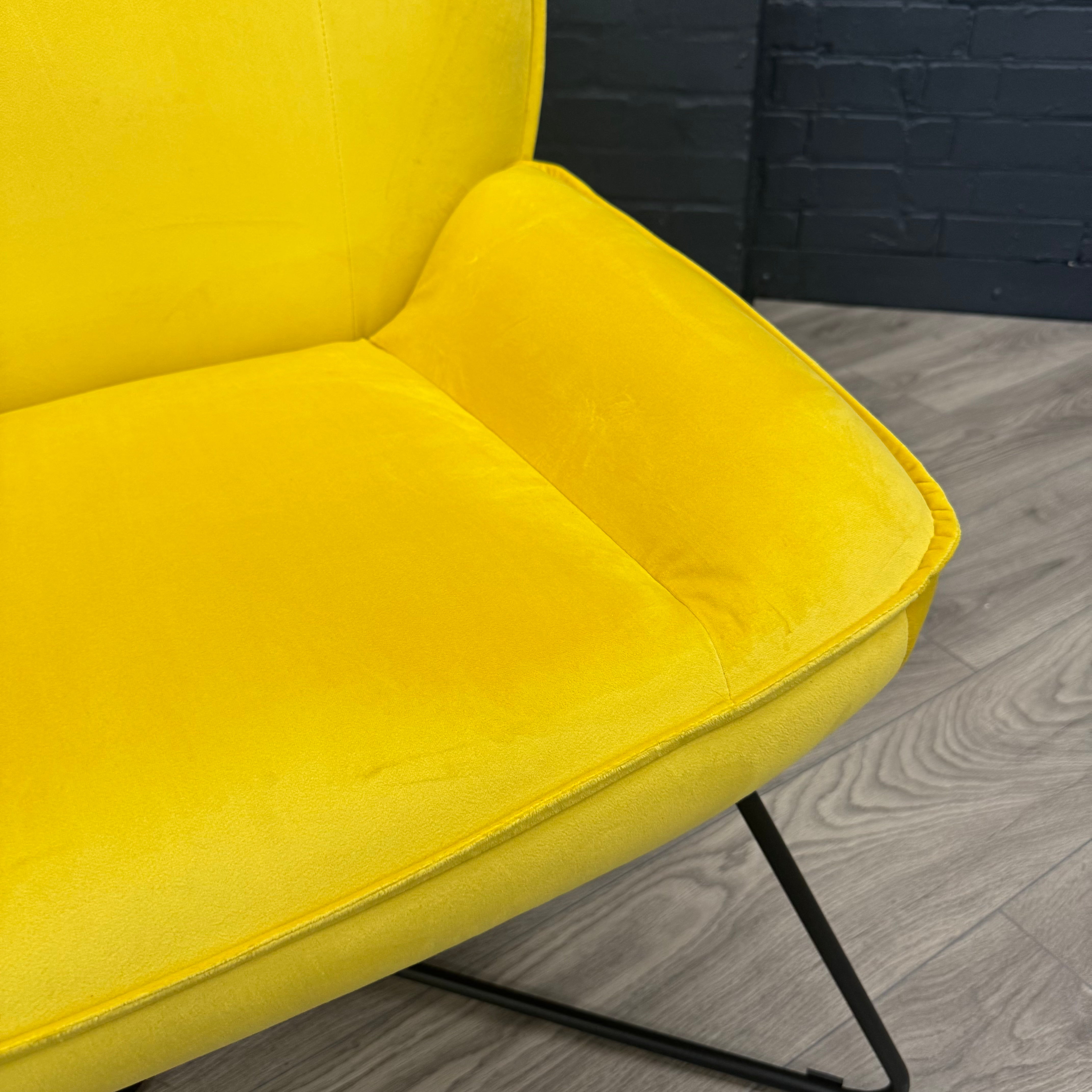 Teagan Accent Chair & Stool Set - Ochre Yellow