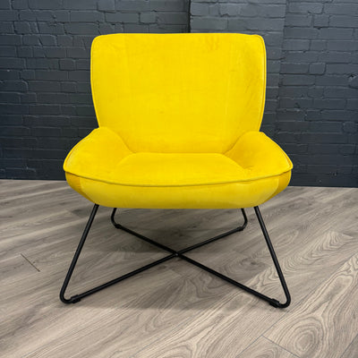 Teagan Accent Chair & Stool Set - Ochre Yellow