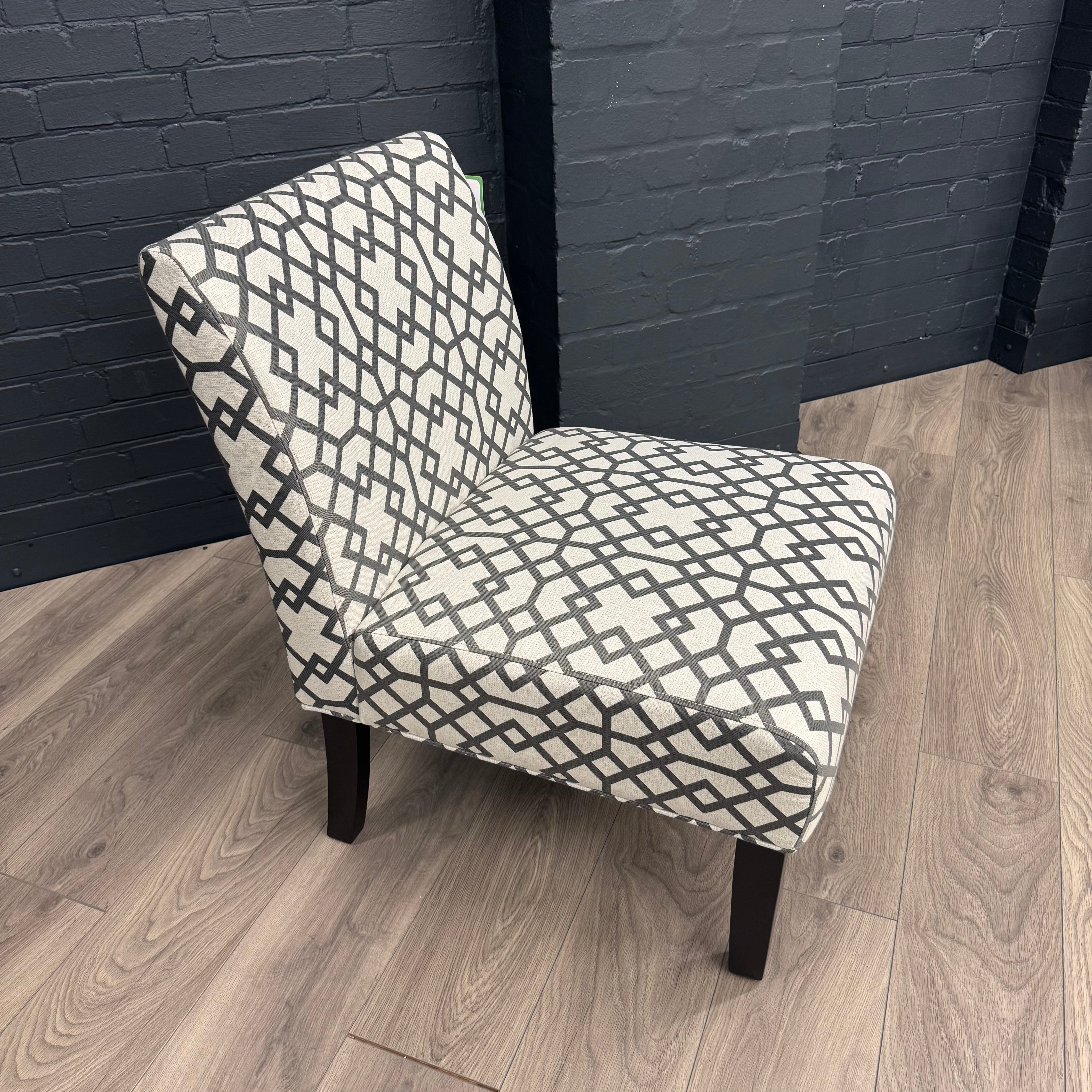 Fabric Slipper Accent Chair - Geometric Pattern