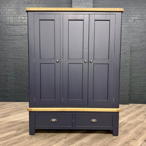 Norfolk Oak & Blue - 3 Door Wardrobe (Showroom Clearance)