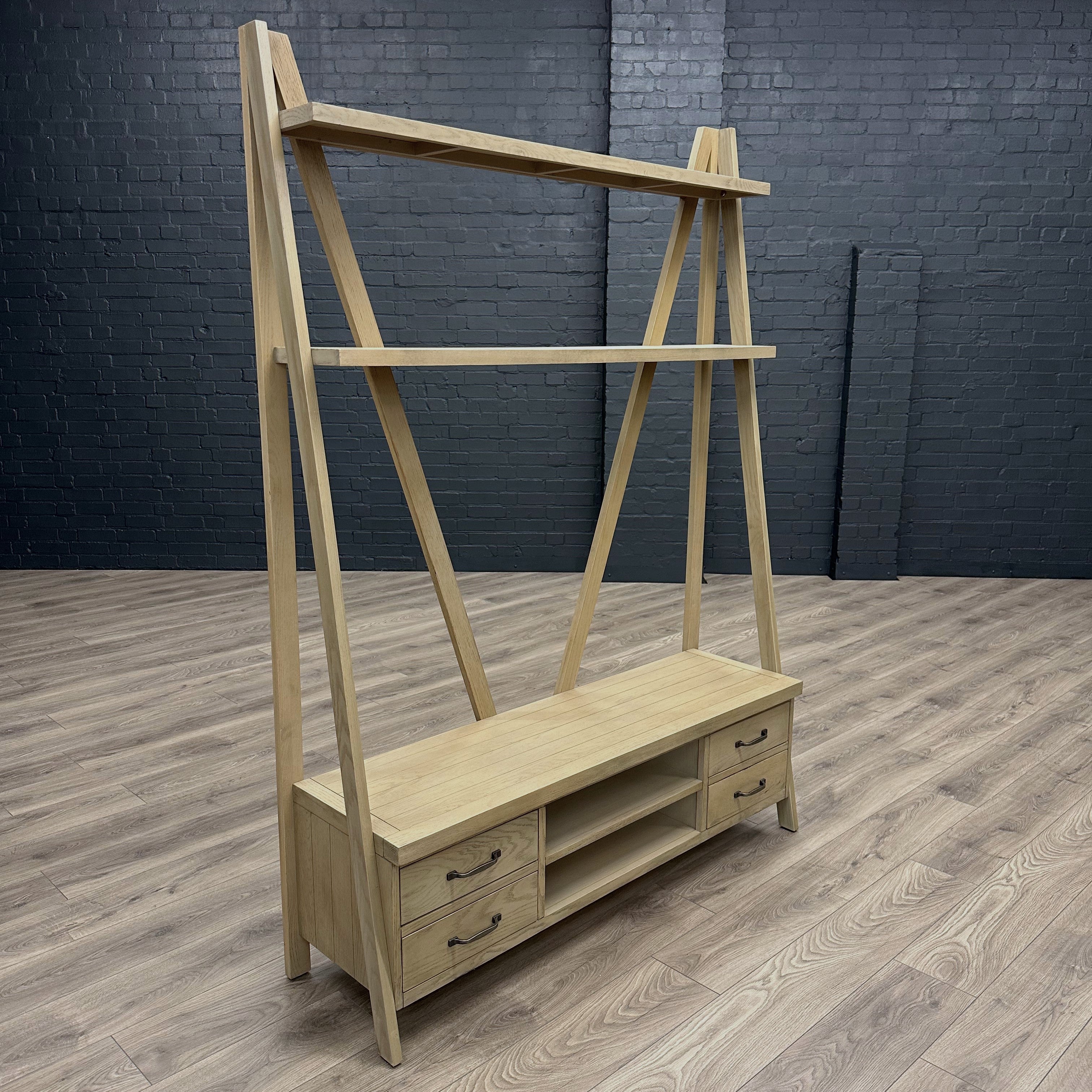 Suffolk Grey Oak - Leaner Bookcase TV Unit