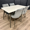 Grey Gloss 1.3m Table, PLUS 4x Luxury Velvet Chairs