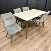 Grey Gloss 1.3m Table, PLUS 4x Luxury Velvet Chairs
