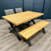 Fusion Oak Small Table PLUS x2 Retro Fusion Dining Chairs + x1 Small Oak Bench