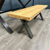 Fusion Oak Small Table PLUS x2 Light Grey Arana Dining Chairs + x1 Small Oak Bench