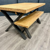 Fusion Oak Small Table PLUS x2 Retro Fusion Dining Chairs + x1 Small Oak Bench